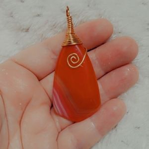 Large Red Handwrapped Pendant 23